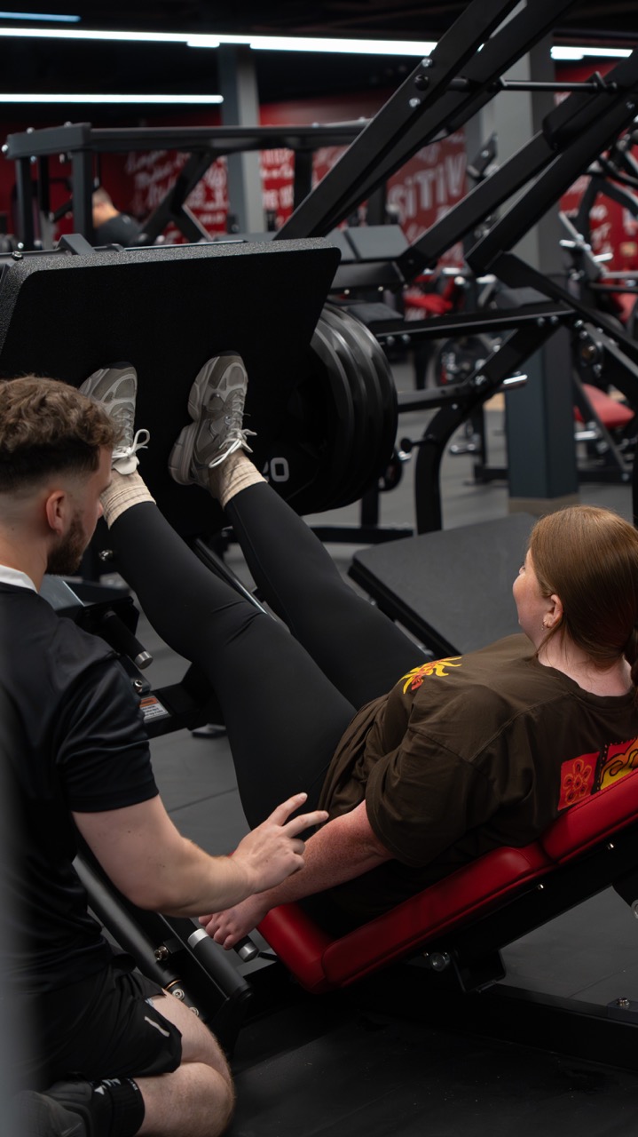ECPT client training on the leg press